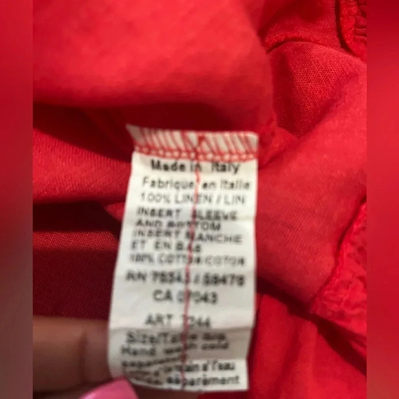 TERZO MILLENIO 100% Linen Women’s Red Top. Ruffle hem. Excellent condition! S - Picture 3 of 7